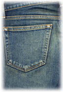 Pocket on worn blue jeans...denim at its best!