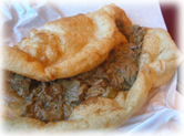 Navajo fry bread is sold each year at Indian Market in Santa Fe, New Mexico.